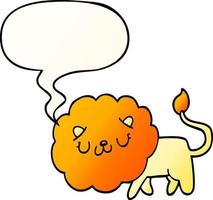 cartoon lion and speech bubble in smooth gradient style vector