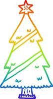 rainbow gradient line drawing christmas tree vector