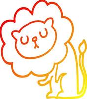 warm gradient line drawing cute cartoon lion vector