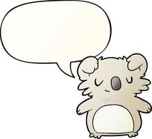 cute cartoon koala and speech bubble in smooth gradient style vector