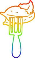 rainbow gradient line drawing cartoon salad leaves on fork vector