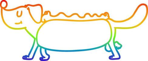 rainbow gradient line drawing cartoon hotdog vector