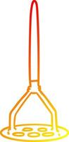 warm gradient line drawing cartoon potato masher vector