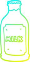 cold gradient line drawing cartoon milk bottle vector