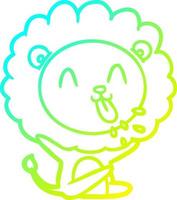 cold gradient line drawing happy cartoon lion vector