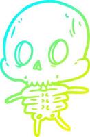 cold gradient line drawing cute cartoon skeleton vector