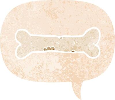 cartoon bone and speech bubble in retro textured style vector