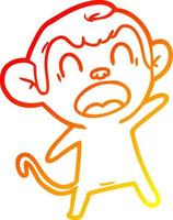 warm gradient line drawing shouting cartoon monkey vector