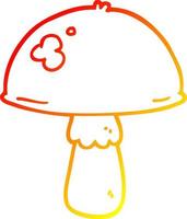 warm gradient line drawing cartoon mushroom vector