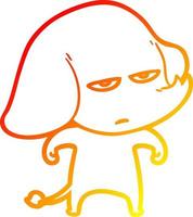 warm gradient line drawing annoyed cartoon elephant vector