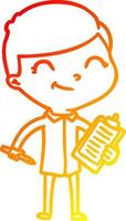 warm gradient line drawing cartoon boy smiling vector