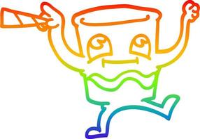rainbow gradient line drawing cartoon animated whisky glass vector