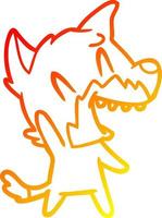 warm gradient line drawing laughing fox cartoon vector