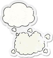 cartoon smoke cloud and thought bubble as a distressed worn sticker vector