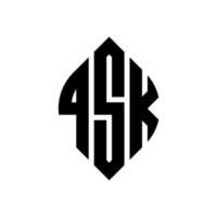 QSK circle letter logo design with circle and ellipse shape. QSK ellipse letters with typographic style. The three initials form a circle logo. QSK Circle Emblem Abstract Monogram Letter Mark Vector. vector