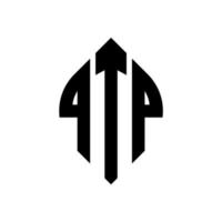 diseño de logotipo de letra de círculo qtp con forma de círculo y elipse. qtp letras elipses con estilo tipográfico. las tres iniciales forman un logo circular. vector de marca de letra de monograma abstracto del emblema del círculo qtp.