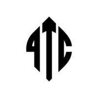 diseño de logotipo de letra de círculo qtc con forma de círculo y elipse. qtc letras elipses con estilo tipográfico. las tres iniciales forman un logo circular. vector de marca de letra de monograma abstracto del emblema del círculo qtc.