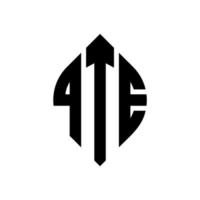 diseño de logotipo de letra de círculo qte con forma de círculo y elipse. qte letras elipses con estilo tipográfico. las tres iniciales forman un logo circular. vector de marca de letra de monograma abstracto del emblema del círculo qte.