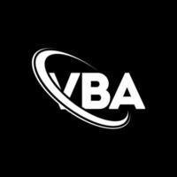 logotipo vba. carta vba. diseño de logotipo de letra vba. logotipo de iniciales vba vinculado con círculo y logotipo de monograma en mayúsculas. tipografía vba para tecnología, negocios y marca inmobiliaria. vector