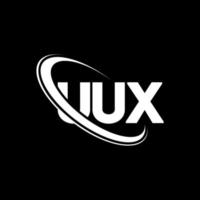 logotipo de uux. letra uux. diseño del logotipo de la letra uux. logotipo de las iniciales uux vinculado con el círculo y el logotipo del monograma en mayúsculas. tipografía uux para tecnología, negocios y marca inmobiliaria. vector