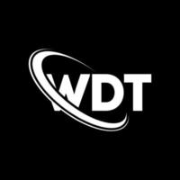 logotipo de wdt. letra wdt. diseño del logotipo de la letra wdt. logotipo de iniciales wdt vinculado con círculo y logotipo de monograma en mayúsculas. tipografía wdt para tecnología, negocios y marca inmobiliaria. vector