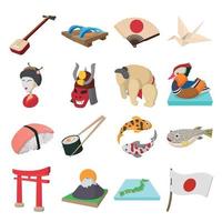 Japan icons set vector