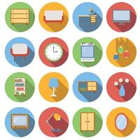 Interior flat icons set vector