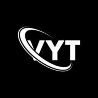 logotipo de vyt. carta vyt. diseño del logotipo de la letra vyt. logotipo de iniciales vyt vinculado con círculo y logotipo de monograma en mayúsculas. tipografía vyt para tecnología, negocios y marca inmobiliaria. vector