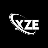logotipo xze. letra xz. diseño del logotipo de la letra xze. logotipo de las iniciales xze vinculado con un círculo y un logotipo de monograma en mayúsculas. tipografía xze para tecnología, negocios y marca inmobiliaria. vector