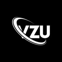 logotipo vzu. letra vzu. diseño del logotipo de la letra vzu. logotipo de las iniciales vzu vinculado con un círculo y un logotipo de monograma en mayúsculas. tipografía vzu para tecnología, negocios y marca inmobiliaria. vector