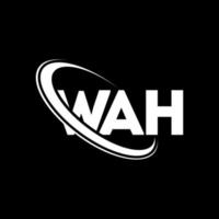 logotipo de wah. wah letra. diseño del logotipo de la letra wah. logotipo de wah de iniciales vinculado con círculo y logotipo de monograma en mayúsculas. tipografía wah para tecnología, negocios y marca inmobiliaria. vector