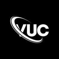 logotipo de vuc. letra vuc. diseño del logotipo de la letra vuc. logotipo de iniciales vuc vinculado con círculo y logotipo de monograma en mayúsculas. tipografía vuc para tecnología, negocios y marca inmobiliaria. vector