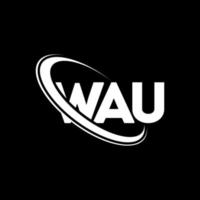 logotipo de wau. letra wau. diseño del logotipo de la letra wau. logotipo de iniciales wau vinculado con círculo y logotipo de monograma en mayúsculas. tipografía wau para tecnología, negocios y marca inmobiliaria. vector
