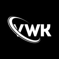 logotipo de Volkswagen. carta vwk. diseño del logotipo de la letra vwk. logotipo de vwk de iniciales vinculado con círculo y logotipo de monograma en mayúsculas. tipografía vwk para tecnología, negocios y marca inmobiliaria. vector