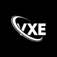 logotipo de vxe. vxe carta. diseño del logotipo de la letra vxe. logotipo de iniciales vxe vinculado con círculo y logotipo de monograma en mayúsculas. tipografía vxe para tecnología, negocios y marca inmobiliaria. vector