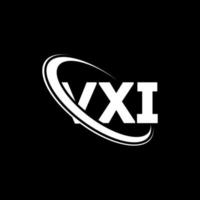 logotipo vxi. letra vxi. diseño del logotipo de la letra vxi. logotipo de iniciales vxi vinculado con círculo y logotipo de monograma en mayúsculas. tipografía vxi para tecnología, negocios y marca inmobiliaria. vector