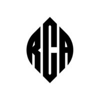 RCA circle letter logo design with circle and ellipse shape. RCA ellipse letters with typographic style. The three initials form a circle logo. RCA Circle Emblem Abstract Monogram Letter Mark Vector. vector