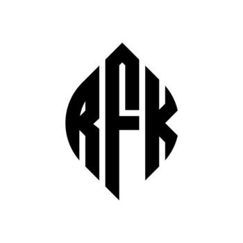RFK circle letter logo design with circle and ellipse shape. RFK ellipse letters with typographic style. The three initials form a circle logo. RFK Circle Emblem Abstract Monogram Letter Mark Vector. vector