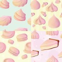 Meringue pattern set, cartoon style vector