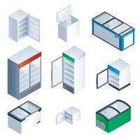 Freezer icon set, isometric style vector