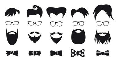 conjunto de silueta de elementos hipster vector