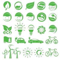 Ecology simple icons set vector