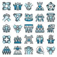 Cohesion icon set, outline style vector