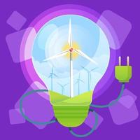 Shining Windmill Lamp Future Eco Technology vector