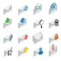 Mail icons set, isometric 3d style vector