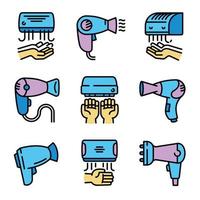 Dryer icons set, outline style vector