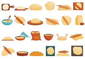 Dough icons set, cartoon style vector
