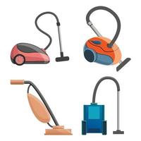 Vacuum cleaner icon set, cartoon style vector