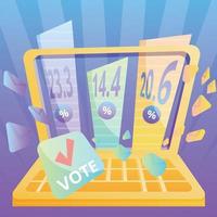 Online vote concept background, cartoon style vector