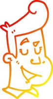 warm gradient line drawing cartoon happy man vector